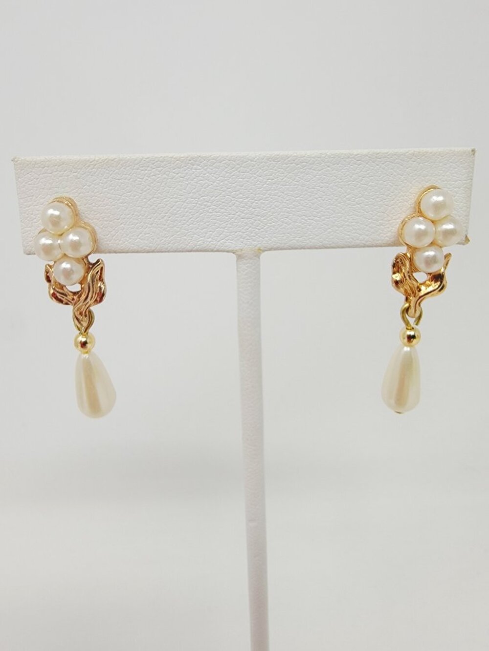 Vintage Richelieu Faux Pearl Teardrop Dangle Earrings